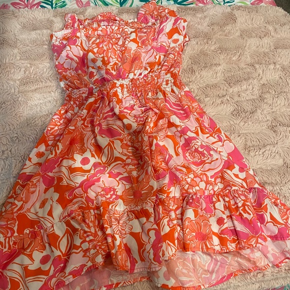 Lilly Pulitzer Floral Pink and Orange strapless  Dress size large - Picture 3 of 6